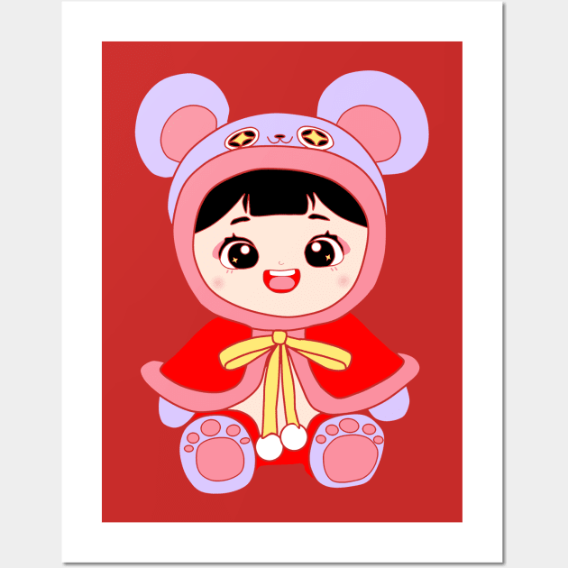 Chinese zodiac Mouse Female Wall Art by Jacline